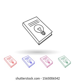 Book with a light bulb multi color icon. Simple thin line, outline vector of idea icons for ui and ux, website or mobile application