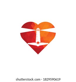 Design-Vorlage für das Logo-Design von Book and Light House. Leuchtturmsymbol buchen