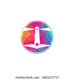 Book and Light House Logo design template. Book lighthouse icon