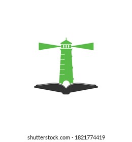 Book and Light House Logo design template. Book lighthouse icon