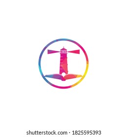 Book and Light House Logo design template. Book lighthouse icon
