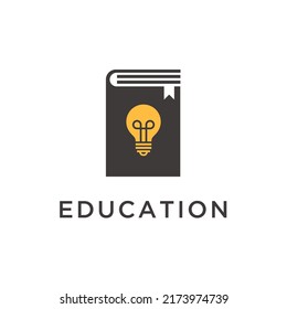 Book With Lightbulb Creative Idea Logo Design Icon Vector, Concept New Knowledge  