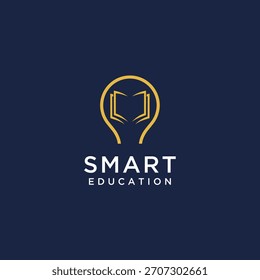 Libro con el Vector creativo del icono del diseño del logotipo de la idea de la bombilla, concepto nuevo conocimiento  