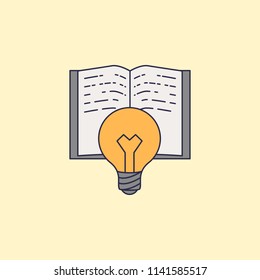book and lightbulb fild outline icon. Element of idea and solutions for mobile concept and web apps. Fild outline icon for website design and development