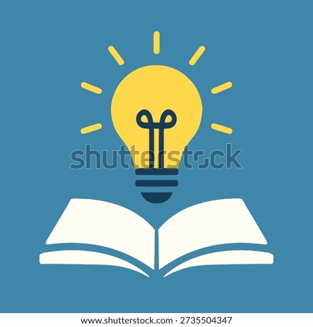 Book and Lightbulb Idea Flat Icon
