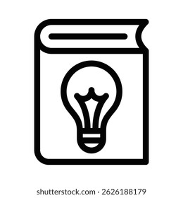 Book with lightbulb on cover. Vector illustration. Editable stroke.