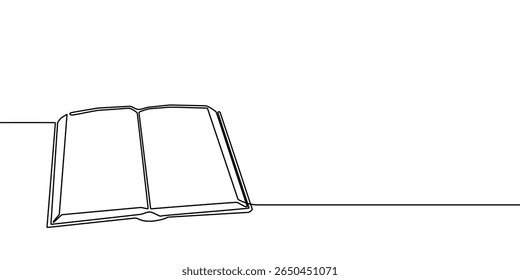 Book line art one open education illustration school read continuous icon. Line book sketch drawn hand bible background library doodle stack outline old shelf paper vector research pen study write.