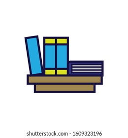 Book Line Color Vector Icon Design, School and Education
