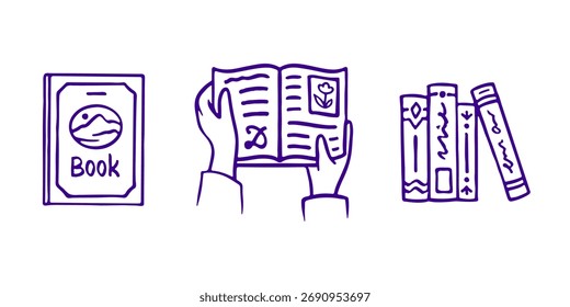 Conjunto de tintas de rabiscar de linha de livro 