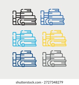 Vector de iconos de dibujo de línea de libro.