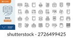 Book line editable icon set. Containing book, reading, library, author, journal, bookshelf, e-book and more. Editable stroke. Vector illustration