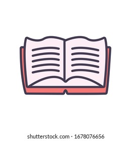 book line and fill style icon design, Education literature read library school university information learning and text theme Vector illustration