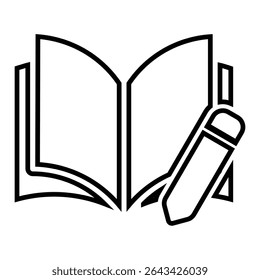 book line icon design. book thin black outline symbol vector illustration. editable stroke icon on transparent background.