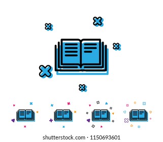 Book line icon. Education symbol. Instruction or E-learning sign. Line icon with geometric elements. Bright colourful design. Vector