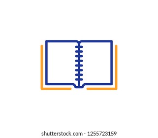 Book line icon. Education symbol. Instruction or E-learning sign. Colorful outline concept. Blue and orange thin line color icon. Book Vector