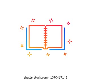 Book line icon. Education symbol. Instruction or E-learning sign. Gradient design elements. Linear book icon. Random shapes. Vector