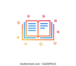 Book line icon. Education symbol. Instruction or E-learning sign. Gradient design elements. Linear education icon. Random shapes. Vector