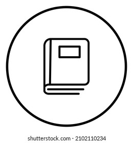 Icono de línea de libro dentro del círculo, contorno negro, iconos de línea.