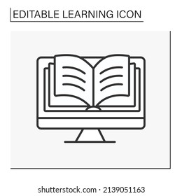  Book line icon. Library. Education process. Learning concept. Isolated vector illustration. Editable stroke
