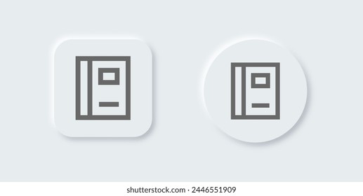 Book line icon in neomorphic design style. Education signs vector illustration.