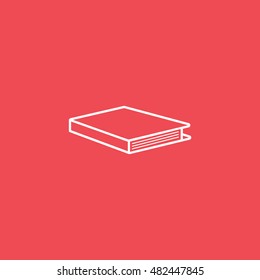 Book Line Icon On Red Background