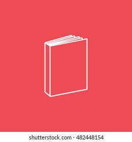 Book Line Icon On Red Background