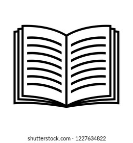 Book line icon. Open book with pages with lines representing text. Vector Illustration