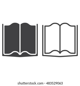 book line icon, outline and solid vector sign, linear and full pictogram isolated on white, logo illustration