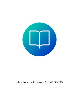 Book line icon, outline vector sign in circle. Reading button.. Symbol, logo illustration. Editable stroke. Vector illustration isolated on white background.