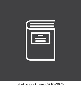 Book line icon, outline vector sign, linear white pictogram. Symbol, logo illustration. Editable stroke. Pixel perfect