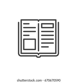 Book line icon, outline vector sign, linear style pictogram isolated on white. Library symbol, logo illustration. Editable stroke. Pixel perfect graphics