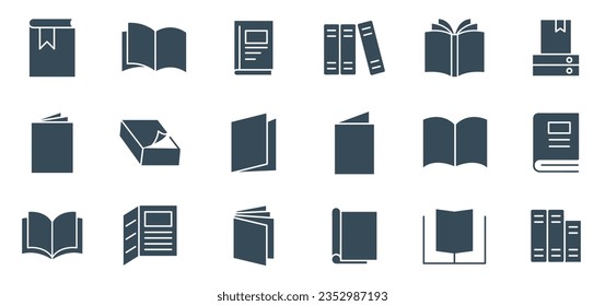 book line icon set vector. Digital library booklet brochure flyer  icon set illustration