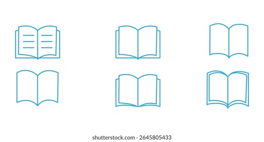 Book line icons set. Flyer leaflet, catalogue, booklet, magazine, letterhead, open book and other polygraphy vector illustration. Outline signs for print shop. Editable Stroke
