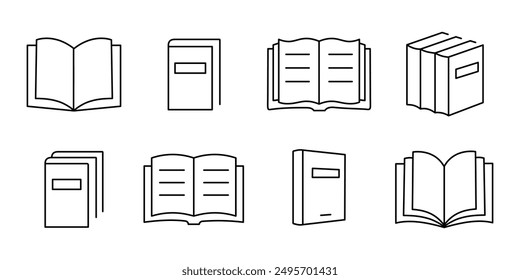 Book line icons set. Open book. Vector.