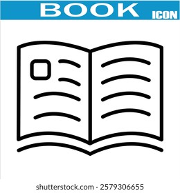 Book line icons set. Open brochure, magazine, literature, dictionary, audiobook, learning and more vector illustration. Outline signs for library. Editable Stroke. booklet and flyer icons. eps 10