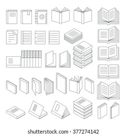 Book Line Icons Set. Vector Illustration.