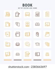 Book line icons. Trendy stroke signs for website, apps and UI. Premium set of line icons. Outline isolated signs.