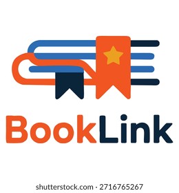 Book link vector logo template featuring education or office symbol perfect for information learning branding educational identity and knowledge themed design
