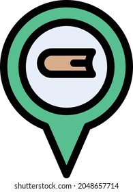 icono de color de línea vector de ubicación de libro