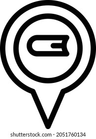 icono de línea delgada del vector de ubicación de libro