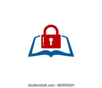 Book Lock Icon Logo Design Element