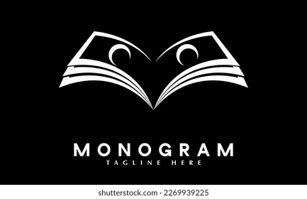 Book logo abstract monogram vector