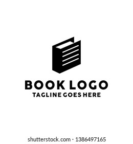 book Logo and Bookstore Icon Vector Design Inspiration. Simple And Modern Learning Symbol. Unique Cover  Silhouette  For Ebook. Graphic Idea For Company And Library.