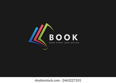 logo del libro en diseño de estilo colorido para librería, compañía de libros, editorial, enciclopedia, Biblioteca, concepto de logotipo de educación