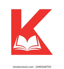 Book Logo combine with letter K vector template