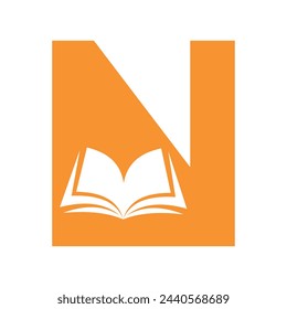 Book Logo combine with letter N vector template