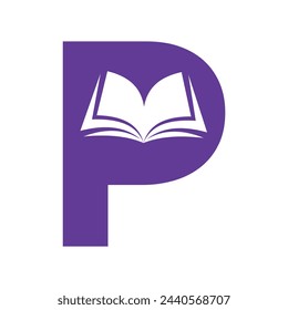 Book Logo combine with letter P vector template
