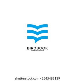 Book logo concept in the form of a bird, emblem, creative symbol and icon. library, company, e-commerce logo template design.