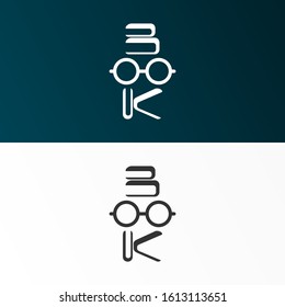 Book logo concept. Letter B,Letter K logo concept and eyeglasses
