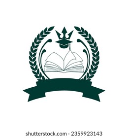 book logo design and academic hat vector illustration
